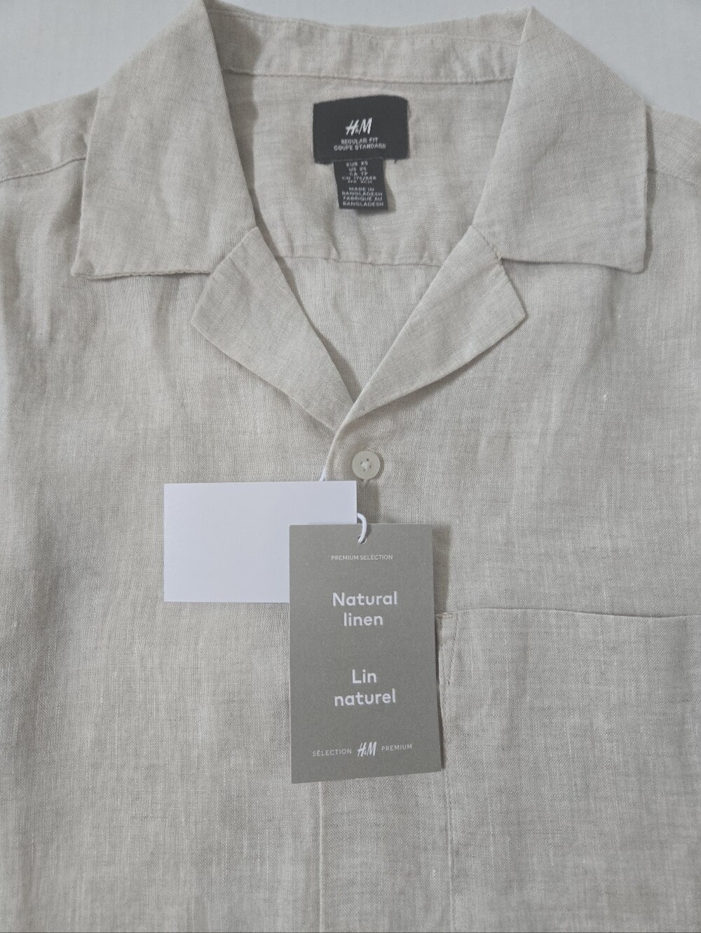 H&M Short-Sleeve Natural Linen Button Down Shirt - Picture 3 of 3
